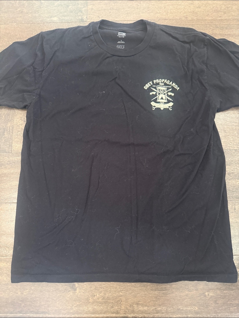 Obey Black Short-Sleeve Tee with Chest Graphic men’s large